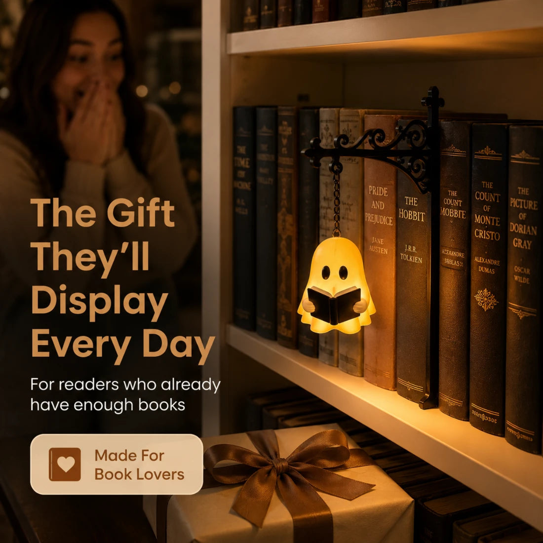 🎃Shockingly Low Price| Ghost Library Lantern – Cozy LED Reading Lamp:The Coziest Thing on the Internet Right Now.