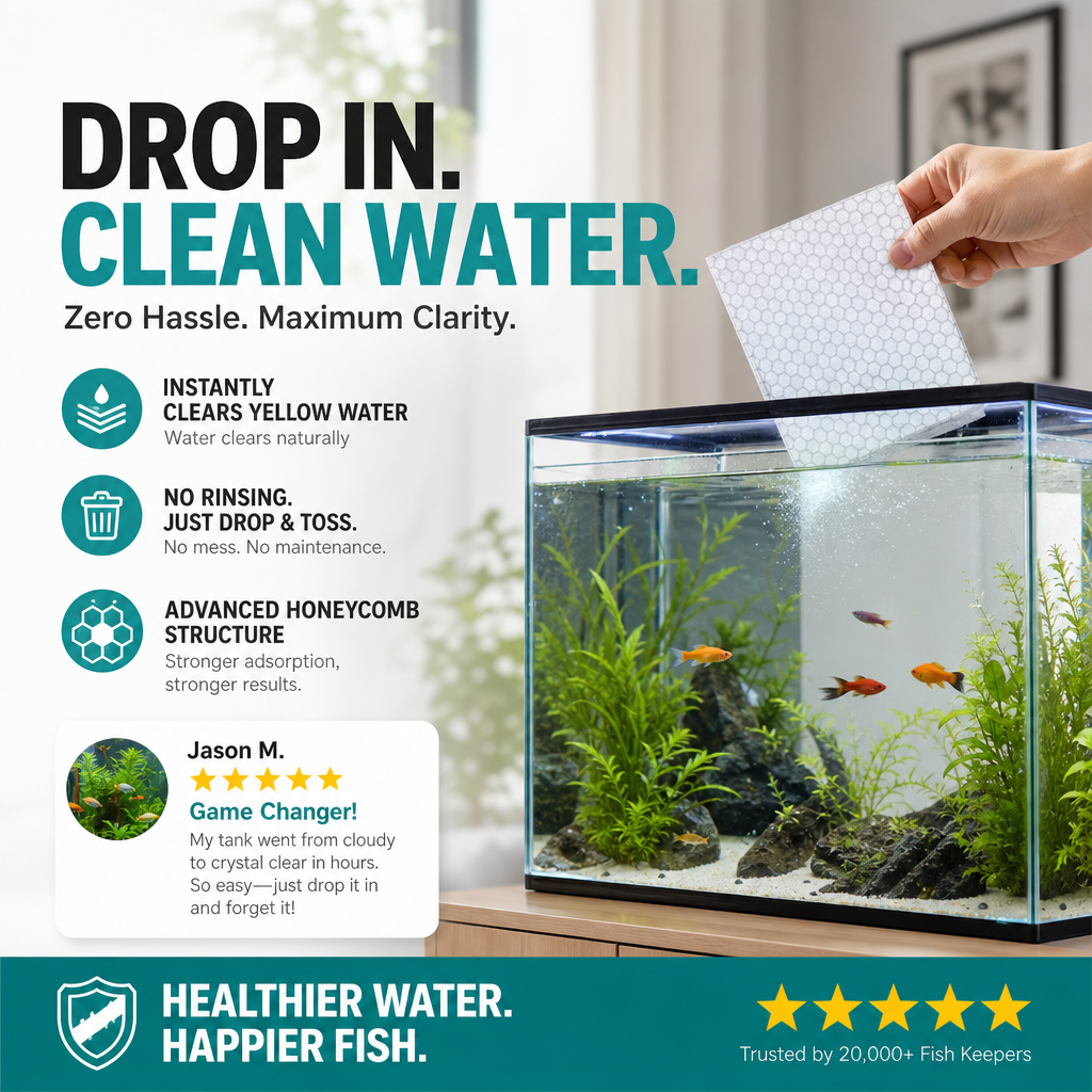 Dlosyvo® 🐠 BUY 1 GET 1 FREE! ✨ AQUARIUM CLARIFYING SHEETS - Crystal Clear Water in 24 Hours, Removes Odors and Impurities, Safe for All Fish and Plants 🌿🔮