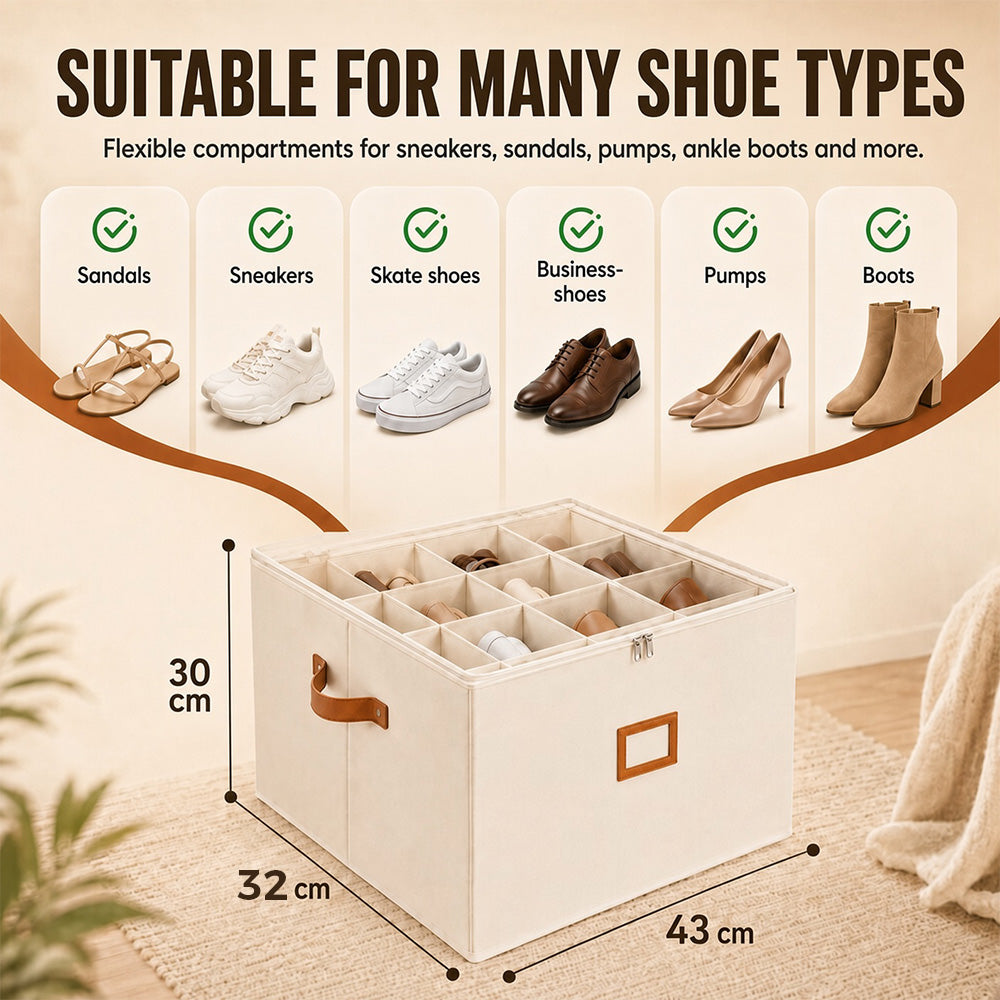 🔥Large Capacity Oxford Fabric Foldable Design Shoe Organizer & Storage Box, anti-mold & moisture resistant for shoes and socks, clothing, and toys 🧺✨| Dlosyvo®
