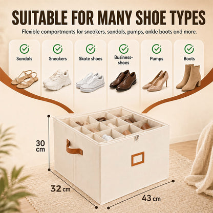 🔥Large Capacity Oxford Fabric Foldable Design Shoe Organizer & Storage Box, anti-mold & moisture resistant for shoes and socks, clothing, and toys 🧺✨| Dlosyvo®