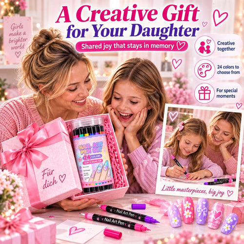💅 Girls Love It! ✨ 24-Color Nail Art Pen Set | DIY Nail Design for Girls & Kids | Dual-Tip Nail Art Pens for Sleepovers, Birthday Parties & Gifts | No Salon Needed