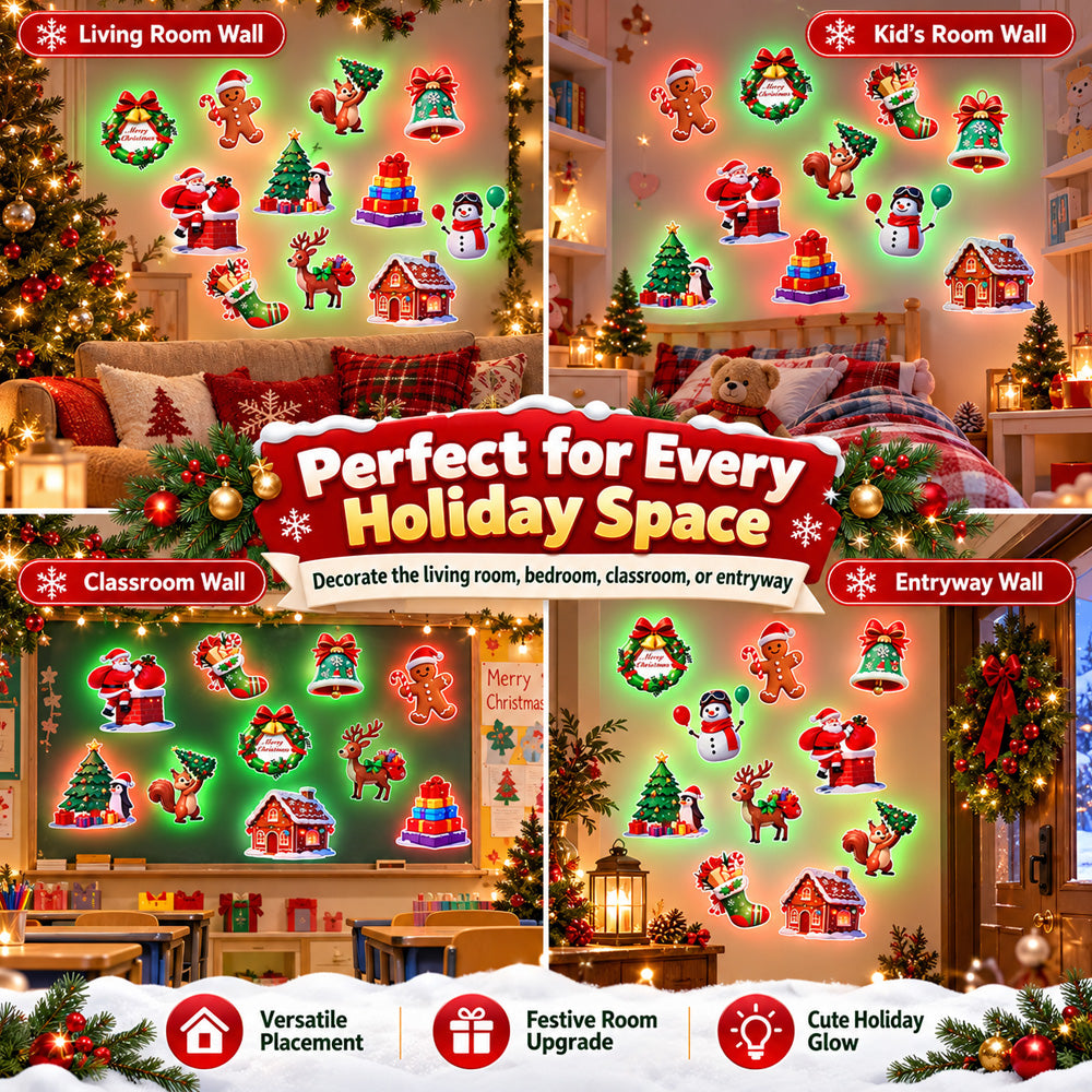 🥳2026 HOT SALE🥳💞50K+ SOLD! 🎄 Light-Up Christmas Wall Decals | No Drill, No Wires, Instant Holiday Glow 🎄