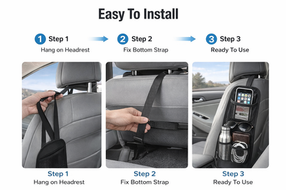 Coruvina® Car Seat Side Organizer Hanging Storage Bag, Multi-Pocket Car Storage Organizer with Mesh and Zipper Pockets, Car Seat Storage Pocket for Phone, Bottle, Wallet, Universal Fit (2 Pack)