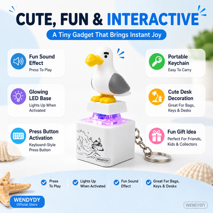 Dlosyvo®🦤 Mine Little Bird Voice-Activated Light-Up Electronic Keychain: Squeeze-to-Play Duck-Shaped Creative Keychain
