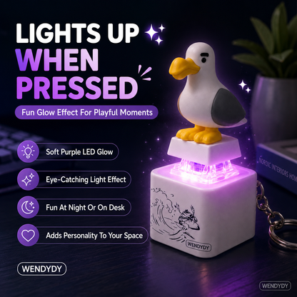 Dlosyvo®🦤 Mine Little Bird Voice-Activated Light-Up Electronic Keychain: Squeeze-to-Play Duck-Shaped Creative Keychain