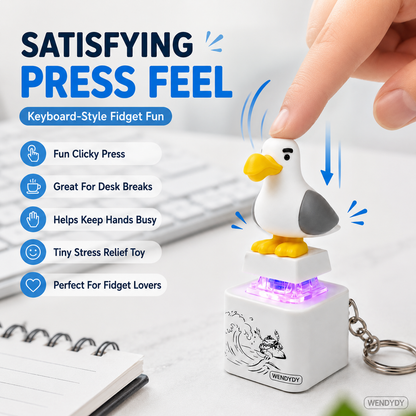 Dlosyvo®🦤 Mine Little Bird Voice-Activated Light-Up Electronic Keychain: Squeeze-to-Play Duck-Shaped Creative Keychain