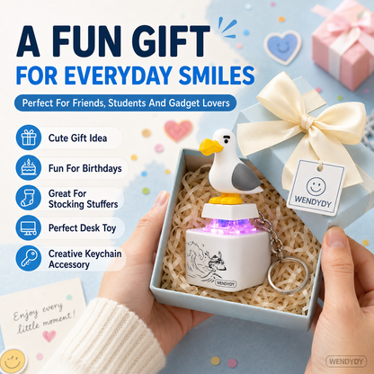Dlosyvo®🦤 Mine Little Bird Voice-Activated Light-Up Electronic Keychain: Squeeze-to-Play Duck-Shaped Creative Keychain