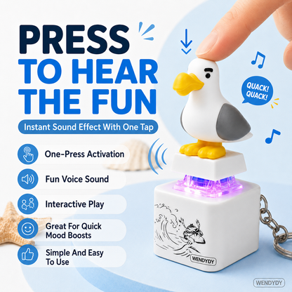 Dlosyvo®🦤 Mine Little Bird Voice-Activated Light-Up Electronic Keychain: Squeeze-to-Play Duck-Shaped Creative Keychain