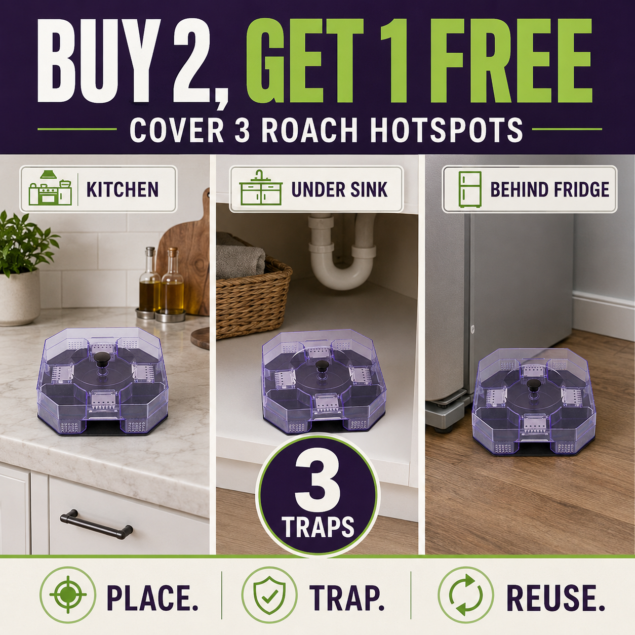 ⏳Time-Limited Special⏰ Reusable Roach Trap – Physical capture, no toxic sprays. One‑way doors, easy to check & clean. Safe for homes with kids & pets! 🏠✨