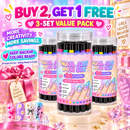 💅 Girls Love It! ✨ 24-Color Nail Art Pen Set | DIY Nail Design for Girls & Kids | Dual-Tip Nail Art Pens for Sleepovers, Birthday Parties & Gifts | No Salon Needed