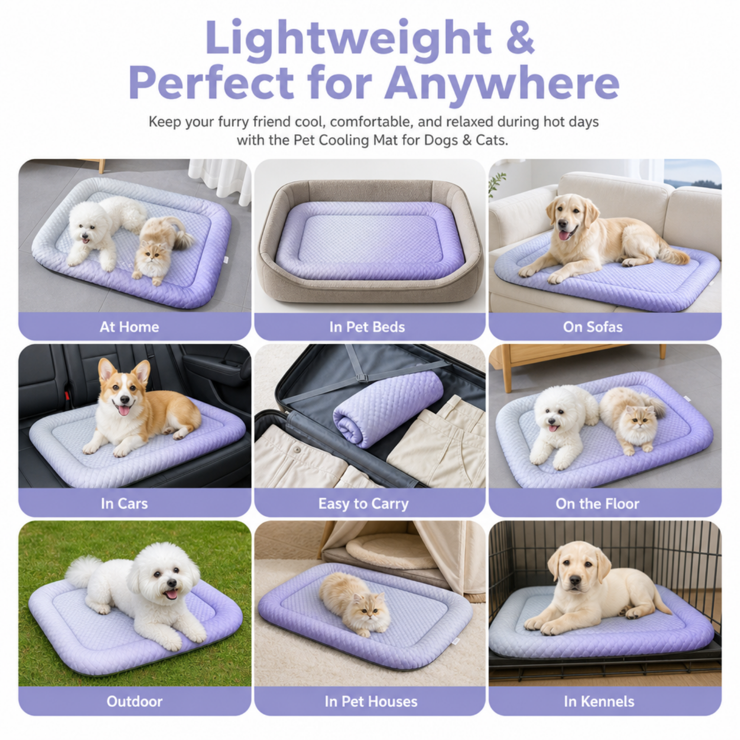 ❄️LAST DAY 50% OFF ✨Pet Cooling Mat for Dogs & Cats 🐾  Naturally Cool Ice-Silk Pad • Breathable, Washable & Soft Dlosyvo®