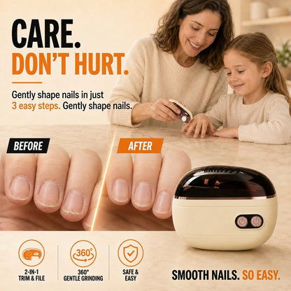 upsell ✂️ LIMITED-TIME 50% OFF! 2-in-1 Smart Electric Nail Clipper & Polisher – Anti-Pinch Safety & LED Light 💅