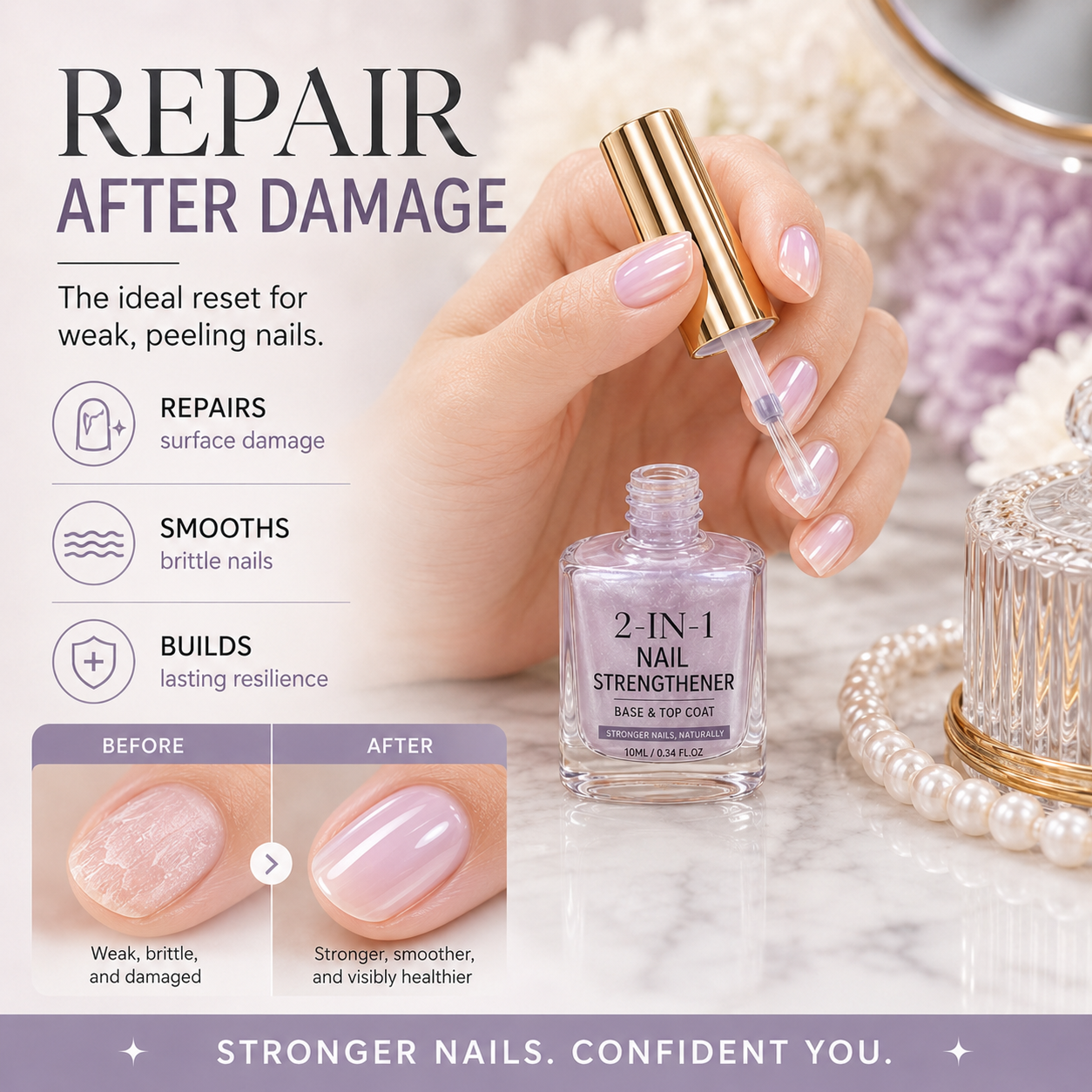 💅 40% OFF !! ⏰ Lilac Glossy Nail Strengthener – Strengthen Weak Nails & Restore Natural Shine — Dlosyvo®