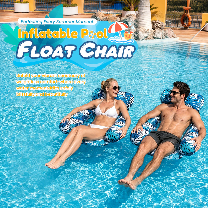 Dlosyvo®💎 -50% ON INFLATABLE POOL FLOATING CHAIR! 💎 Tropical Leaf Design, Ultra-Lightweight & Puncture-Resistant PVC ✨