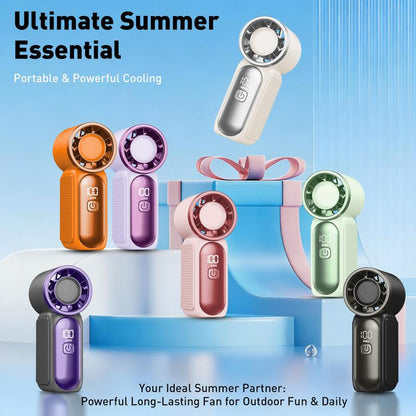 Dlosyvo®🥳2026 HOT SALE🥳50K+ SOLD!❄️  Turbo Handheld Fan – 16900 RPM, 6 speeds, LED display. 3000mAh battery, 10.7hrs cooling. Pocket‑sized power!