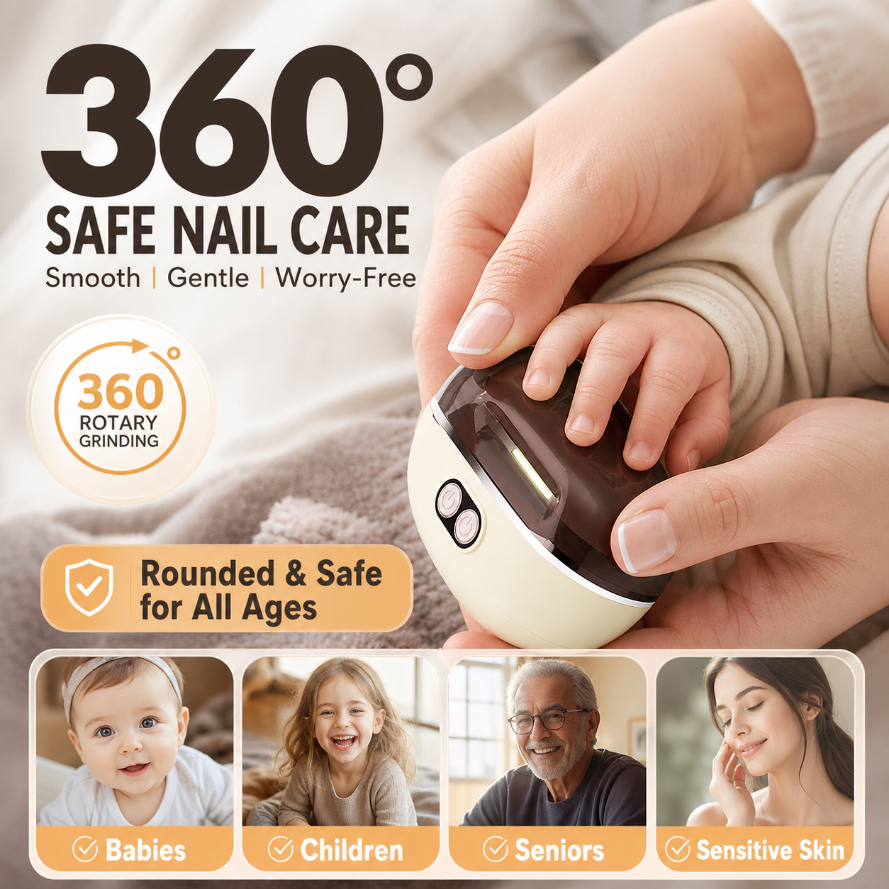 upsell ✂️ LIMITED-TIME 50% OFF! 2-in-1 Smart Electric Nail Clipper & Polisher – Anti-Pinch Safety & LED Light 💅