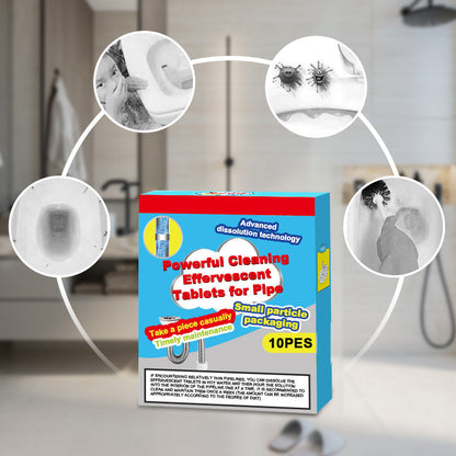 🥳Last Day Buy 1 Get 1 Free!!🫧💞Powerful Cleaning Effervescent Tablets for Pipe, Fast Dissolve Hair Grease Clogs, Deodorizing Antibacterial Pipe Cleaner for Sink Toilet Floor Drain