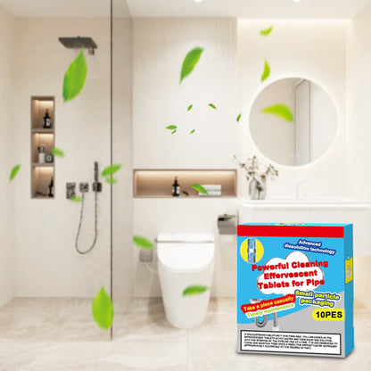 🥳Last Day Buy 1 Get 1 Free!!🫧💞Powerful Cleaning Effervescent Tablets for Pipe, Fast Dissolve Hair Grease Clogs, Deodorizing Antibacterial Pipe Cleaner for Sink Toilet Floor Drain