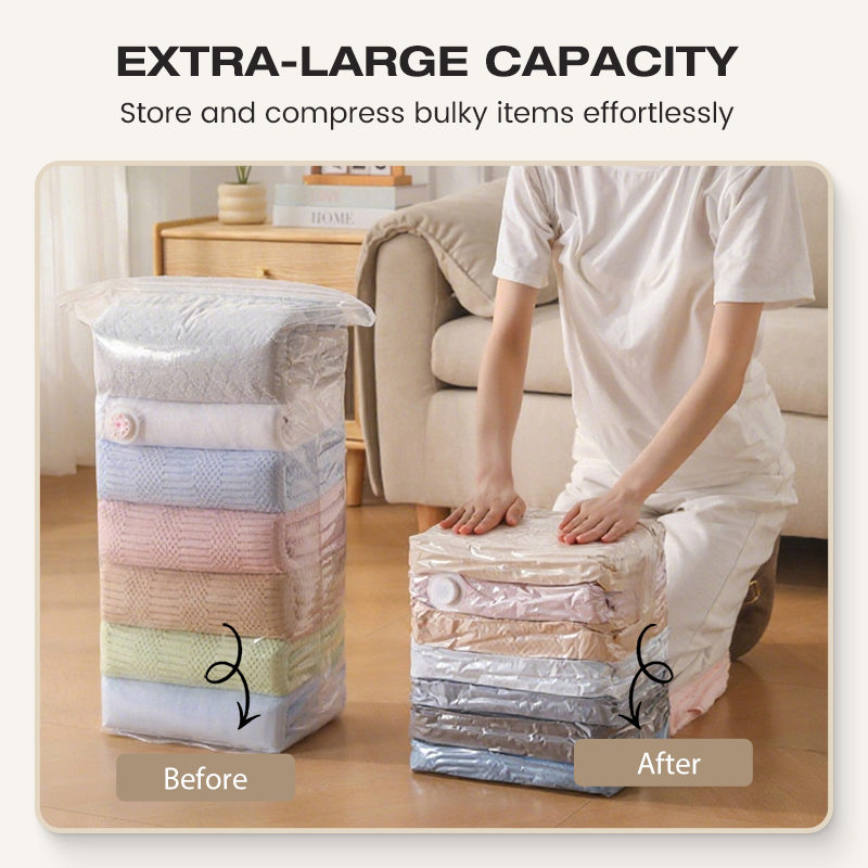 Dlosyvo®🧳💨 40% OFF! No‑Pump Vacuum Storage Bags – Press & seal, no pump needed. Saves 80% space, keeps clothes dry & dust‑free. Perfect for bulky bedding & off‑season gear. 🛏️🗄️