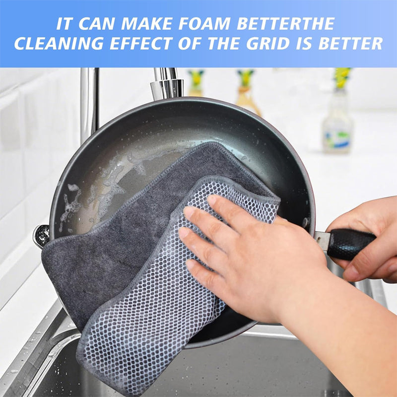 🧽✨Dual-Sided Microfiber & Mesh Cleaning Cloth💧—Instant removes Grease, Water Marks, Fingerprints & Dust | Dlosyvo®