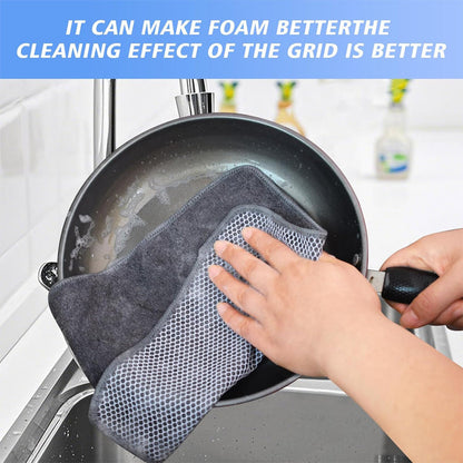 🧽✨Dual-Sided Microfiber & Mesh Cleaning Cloth💧—Instant removes Grease, Water Marks, Fingerprints & Dust | Dlosyvo®