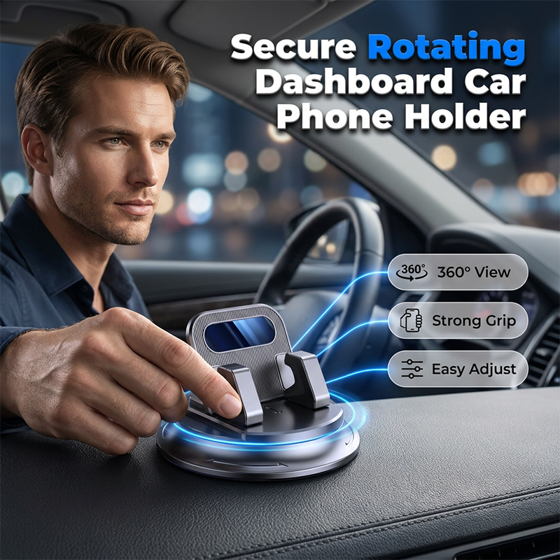 upsell Dlosyvo®  🚗 40% OFF NOW!📱 Rotating Dashboard Car Phone Holder – 360° Adjustable & Anti-Slip – Hands-Free Phone Mount 🛡️