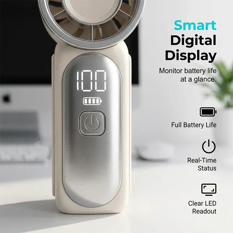 Dlosyvo®🥳2026 HOT SALE🥳50K+ SOLD!❄️  Turbo Handheld Fan – 16900 RPM, 6 speeds, LED display. 3000mAh battery, 10.7hrs cooling. Pocket‑sized power!