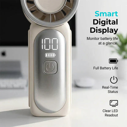 Dlosyvo®🥳2026 HOT SALE🥳50K+ SOLD!❄️  Turbo Handheld Fan – 16900 RPM, 6 speeds, LED display. 3000mAh battery, 10.7hrs cooling. Pocket‑sized power!