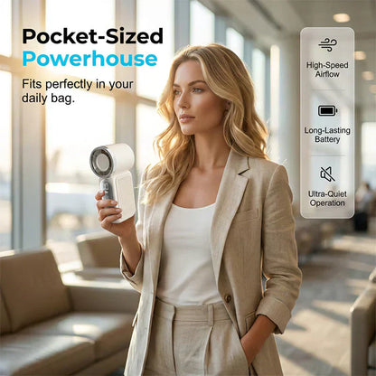 Dlosyvo®🥳2026 HOT SALE🥳50K+ SOLD!❄️  Turbo Handheld Fan – 16900 RPM, 6 speeds, LED display. 3000mAh battery, 10.7hrs cooling. Pocket‑sized power!