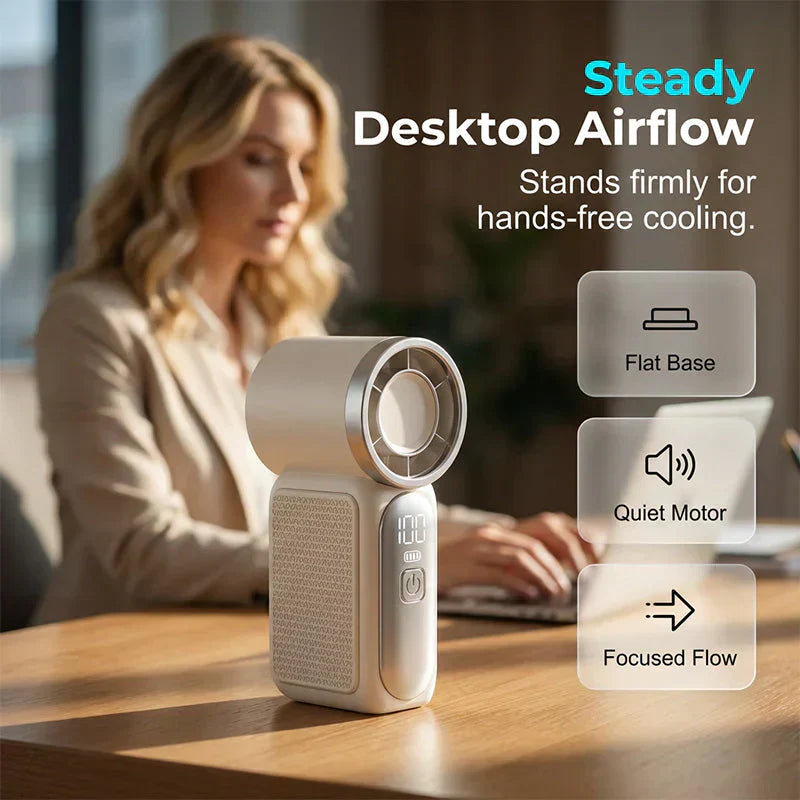 Dlosyvo®🥳2026 HOT SALE🥳50K+ SOLD!❄️  Turbo Handheld Fan – 16900 RPM, 6 speeds, LED display. 3000mAh battery, 10.7hrs cooling. Pocket‑sized power!