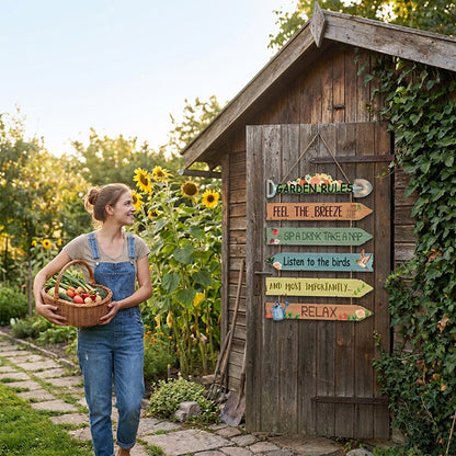 Dlosyvo®⏳Limited-time 43% off⏰Rustic Wooden Garden Hanging Sign Wall Decor Plaque🏡🪧