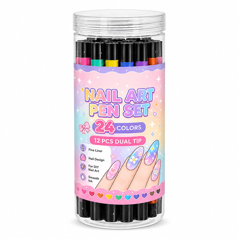 💅 Girls Love It! ✨ 24-Color Nail Art Pen Set | DIY Nail Design for Girls & Kids | Dual-Tip Nail Art Pens for Sleepovers, Birthday Parties & Gifts | No Salon Needed